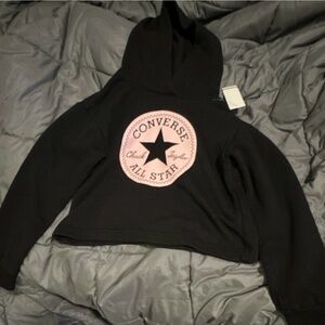 Converse Black Pullover Hoodie with White Logo